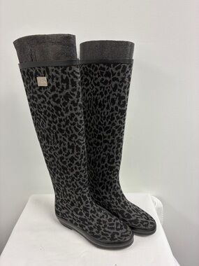 Dav Festival Leopard Print Rain Boots